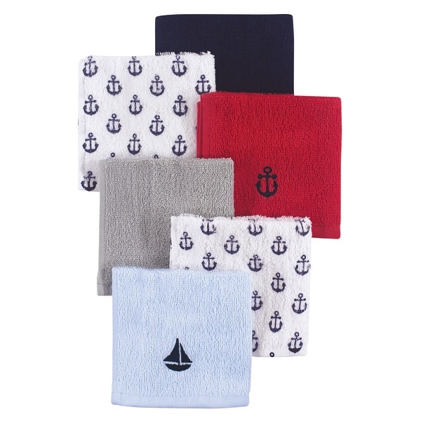 slide 1 of 1, Hudson Baby Infant Boy Super Soft Cotton Washcloths, Sailboat, One Size - Sailboat - One Size One Size - Sailboat