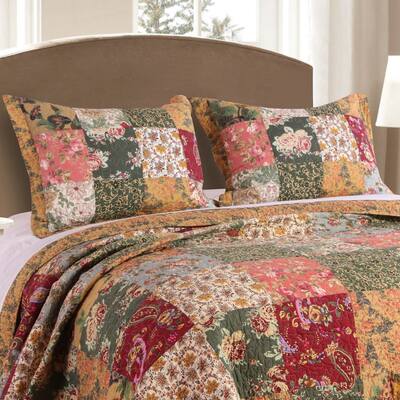 Greenland Home Fashions Antique Chic Patchwork Cotton Pillow Shams (Set of 2)