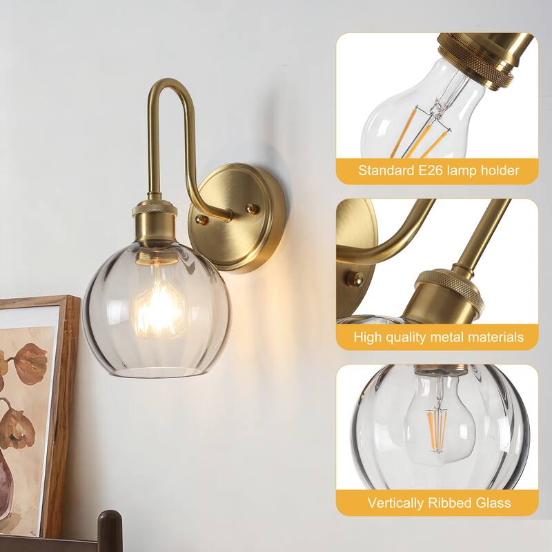 Modern 1-Light Bathroom Vanity Wall Sconce with Textured Glass Shade