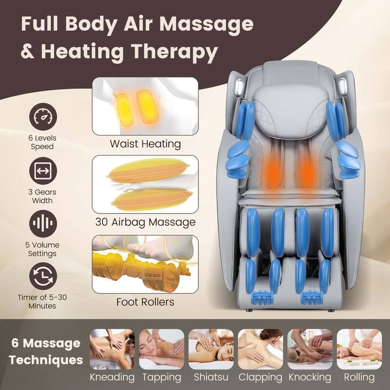 Comfort Full Body Massage Chair with Voice Control Heat Foot Roller