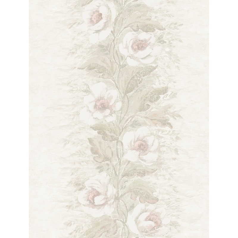Zio and Sons Dutch Garland Blush Gardenia Stripe Wallpaper
