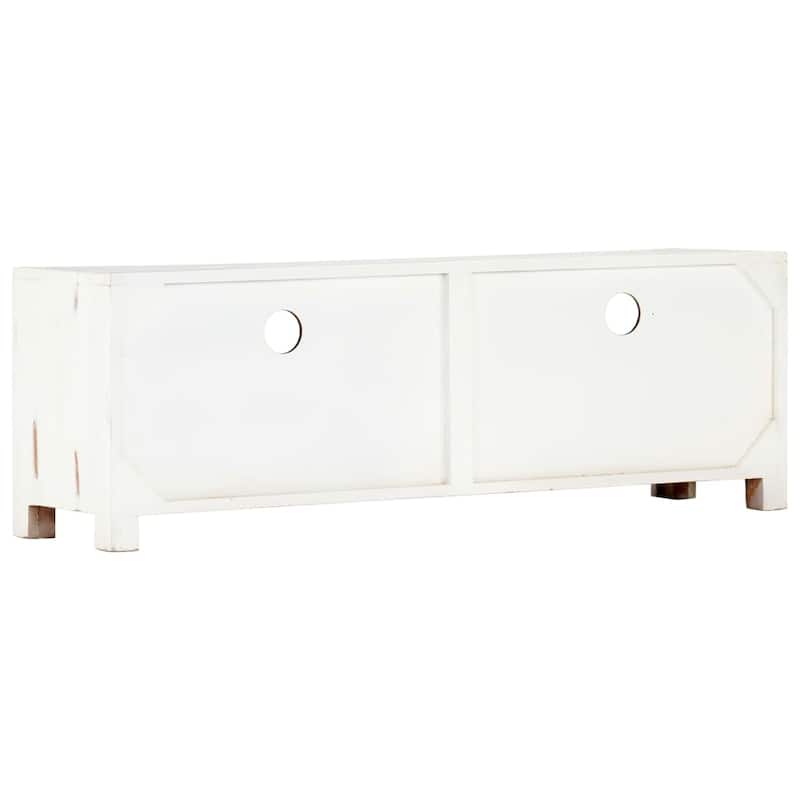 vidaXL TV Stand White 47.2"x11.8"x15.7" Solid Wood Acacia - 47.2" x 11.8" x 15.7"