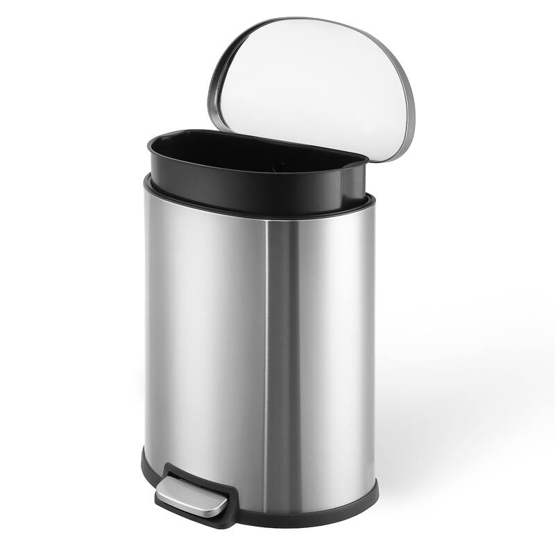 Stainless Steel Trash Can, 50 Liter / 13 Gallon - Semi-Circular