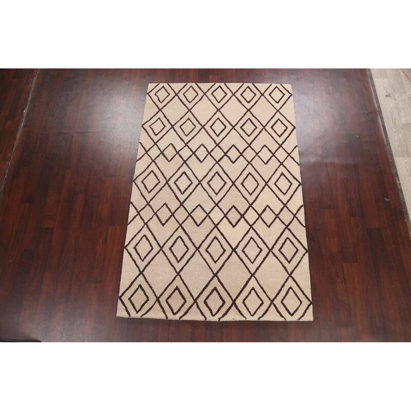 Trellis Geometric Contemporary Oriental Area Rug Wool Hand-tufted - 5'0" x 8'0"
