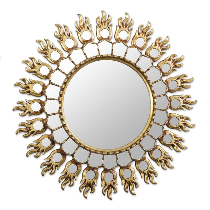 Novica Handmade Reflective Blaze Bronze Gilded Wood Wall Mirror