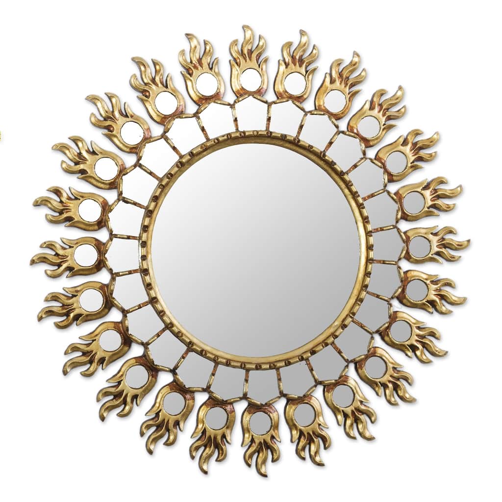 Novica Handmade Reflective Blaze Bronze Gilded Wood Wall Mirror