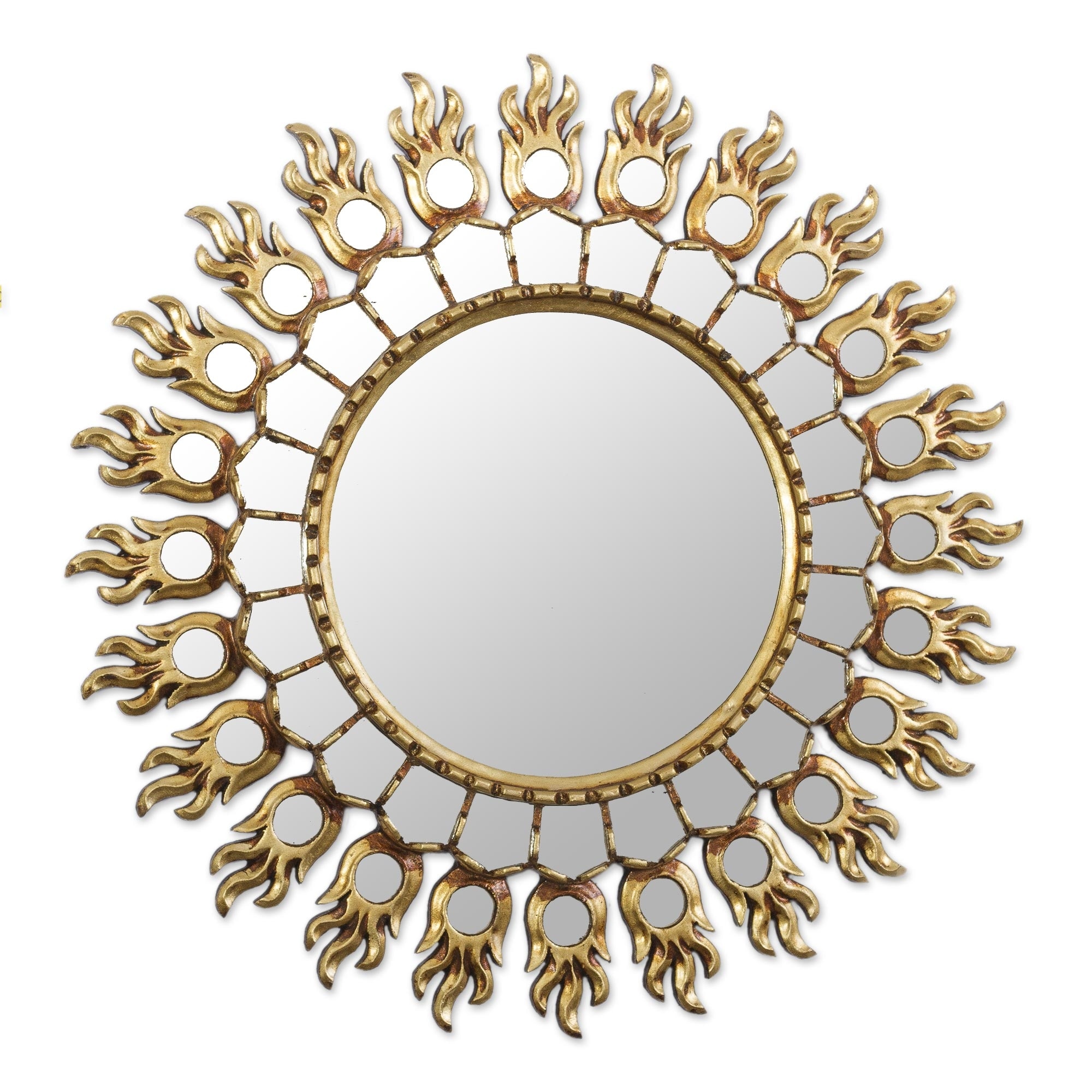 Novica Handmade Reflective Blaze Bronze Gilded Wood Wall Mirror