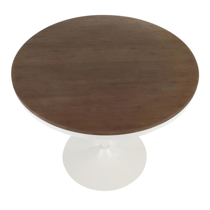 36" Brown Wood-Pressed Bamboo Round Top White Metal Leg Dining Table