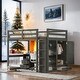 preview thumbnail 1 of 5, Multi-Functional Wood Full Size Loft Bed with Built-in Wardrobe, Desk, Storage Shelves and Drawers, Maximized Space, Grey