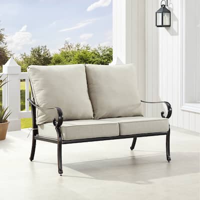 Black Aluminum Deep Seating Deep Seating Loveseat with Cushions