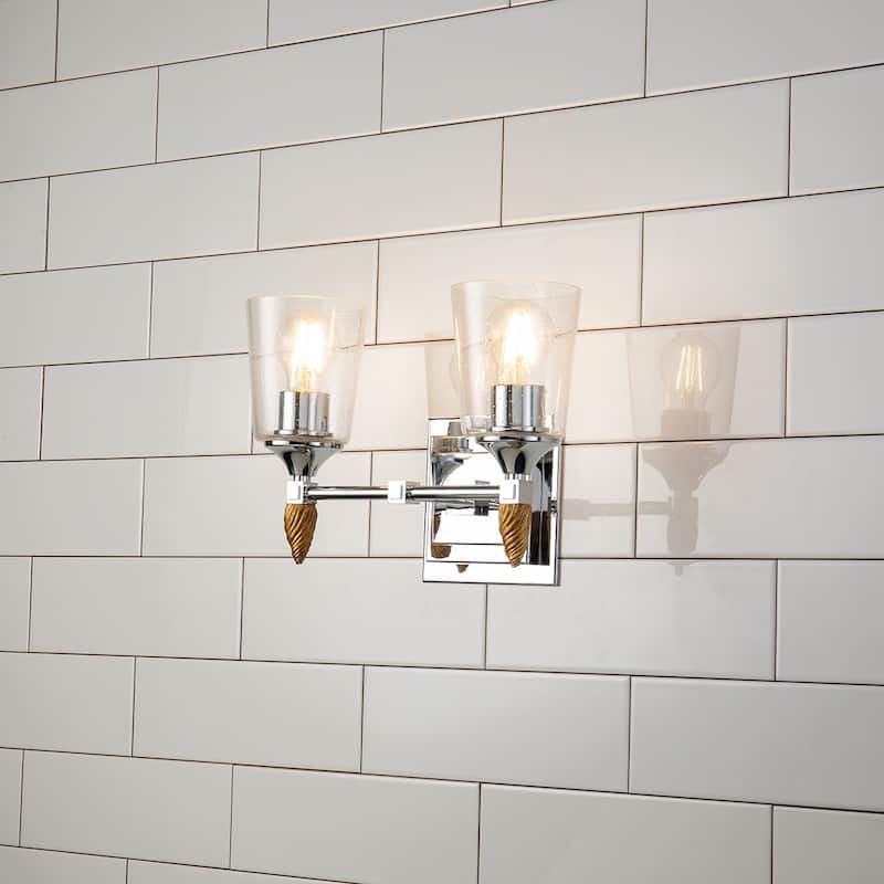 Vetiver 2 Light Vanity Light in Silver with Gold Accents