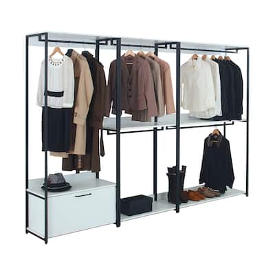 Cox Modular Closet System, 5 Shelves 5 Hanging Rods, Black Metal