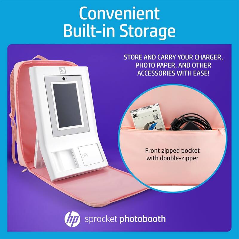 HP Sprocket Photobooth Travel Backpack (Pink), Exclusively for the HP Sprocket Photobooth Printer - Pink