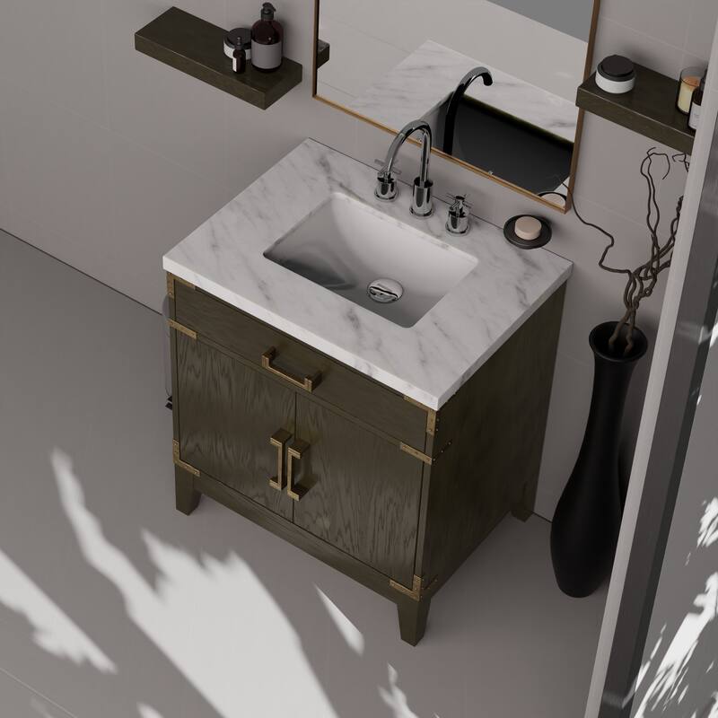 Laurel Bath Vanity Carrara Marble Top, Sink and Faucet