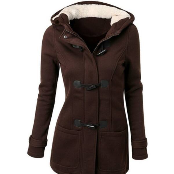 Shop Women S Classic Winter Hooded Trench Jacket Warm Coat