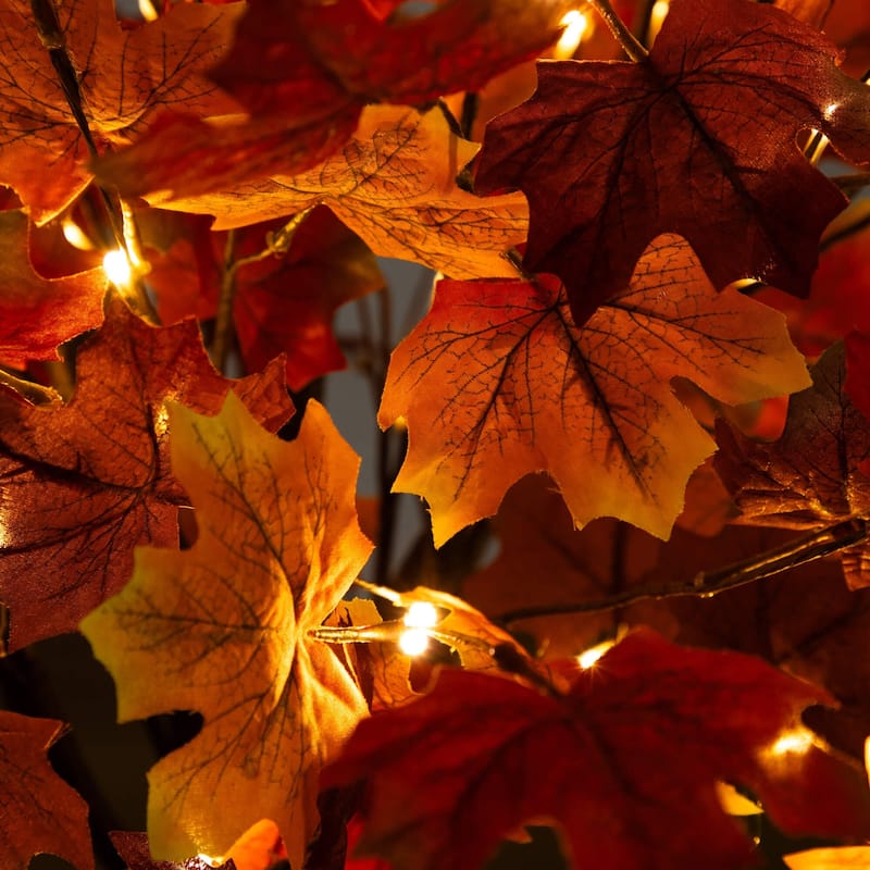 Pre-Lit Deluxe Autumn Maple Artificial Fall Tree - 4' - Warm White LED Lights