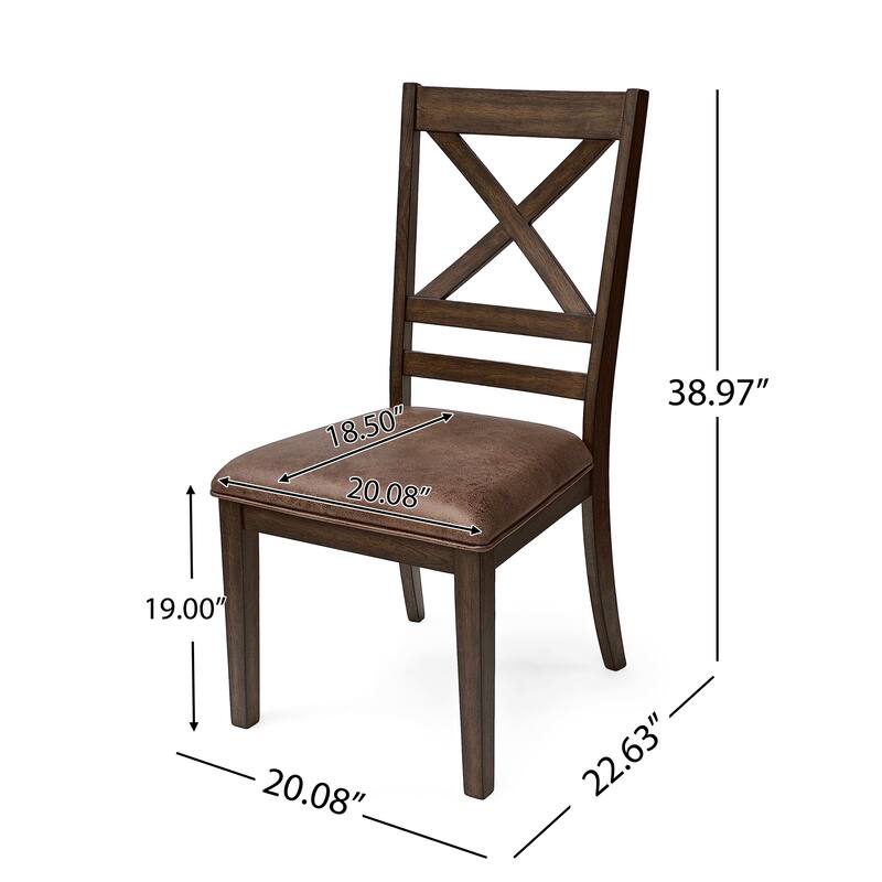 Rubber Wood Dining Chairs Set of 2, Side Chair Slat-Back Chair with Cross Back