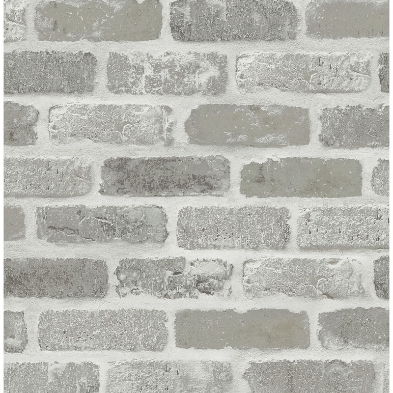 NextWall Washed Brick Peel and Stick Removable Wallpaper - 20.5 in. W x 18 ft. L - Pumice Stone