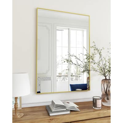 HOMLUX 24"x36" Rectangular Wall Mirror with Gold Aluminum Alloy Frame Vanity Bathroom Mirrors for Over Sink Wall