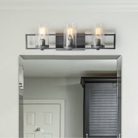 Fora Modern Farmhouse 3 light Metallic Grey Bathroom Vanity Lights Wall Sconces