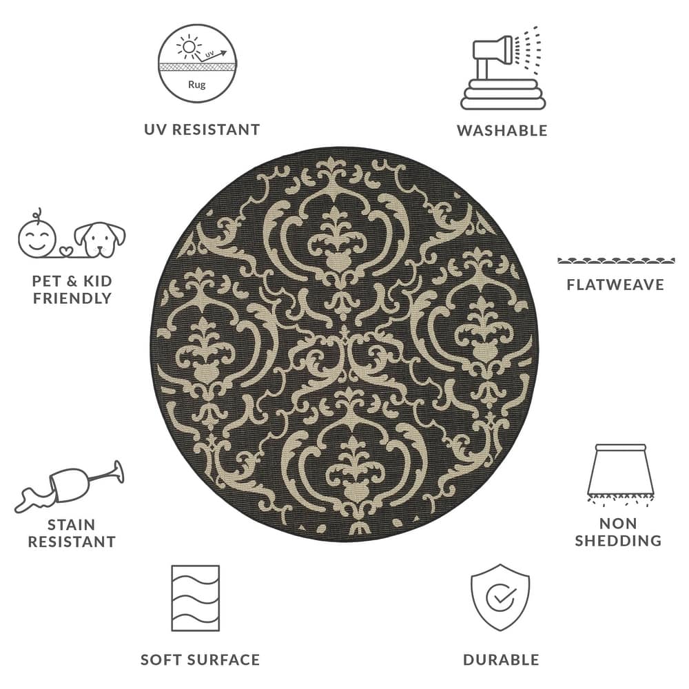 SAFAVIEH Courtyard Yosra Boho Indoor /Outdoor Waterproof Patio Backyard Rug