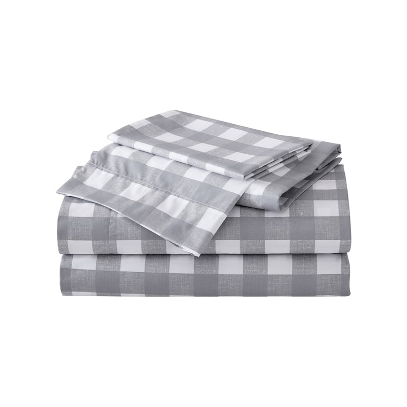 Eddie Bauer Printed Cotton Percale Deep Pocket Sheet Set - King - Lakehouse Plaid