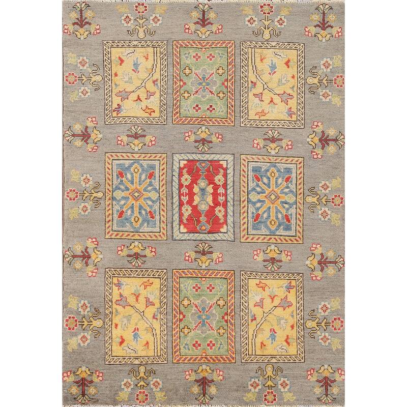 Kazak Oriental Accent Rug Hand-Knotted Geometric Wool Carpet - 3'5"x 5'0"