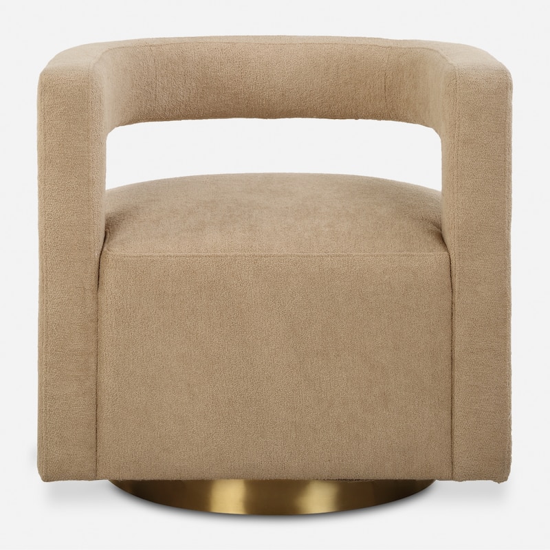 Floating Barrel Back Swivel Chair - 30" - Brown and Gold