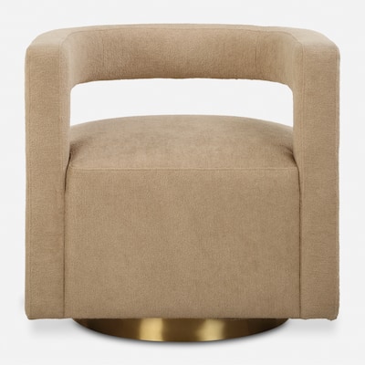 Floating Barrel Back Swivel Chair - 30" - Brown and Gold