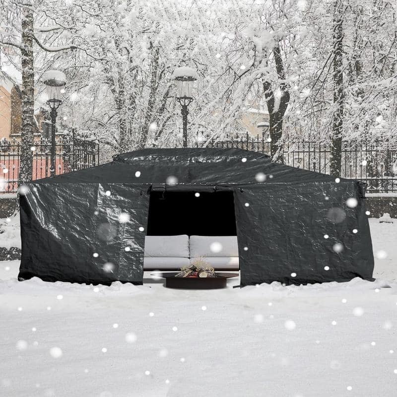 Domi 8' x 8' Universal Winter Gazebo Cover, All Season Waterproof Enclosed Cover with Sidewalls & Ventilated Mesh Windows, White