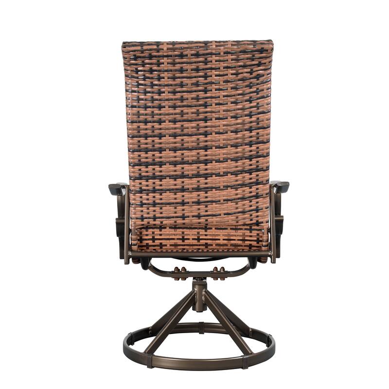 Set of 2 Westin Swivel Rocking Wicker Patio Dining Chairs- Brown