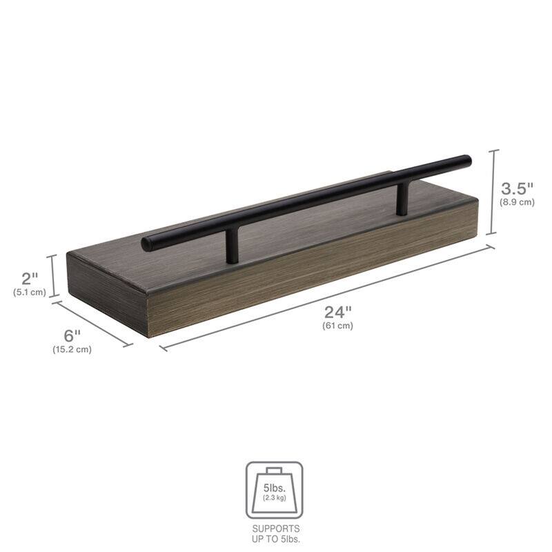 Melannco Wood Metal Railing Shelf, 24 Inch, Distressed Grey