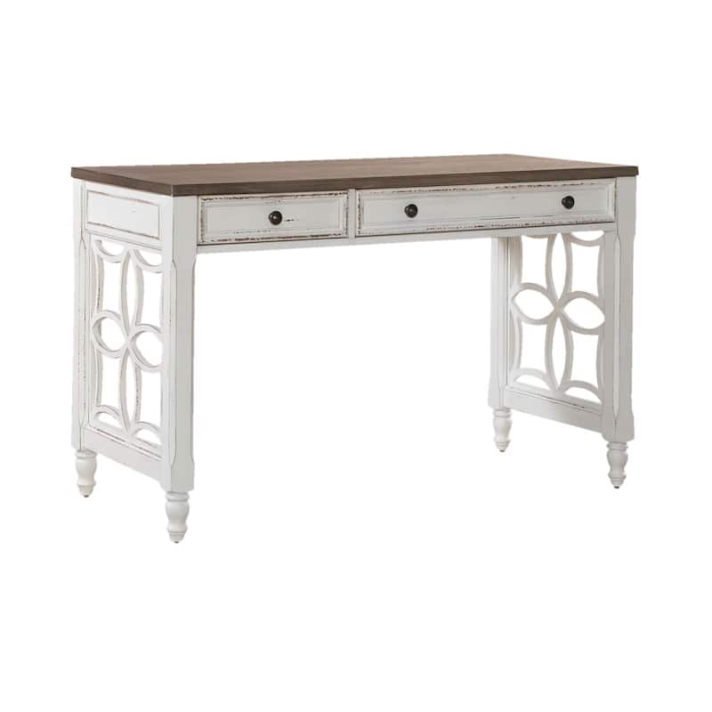 Magnolia Manor Antique White Weathered Bark L Writing Desk