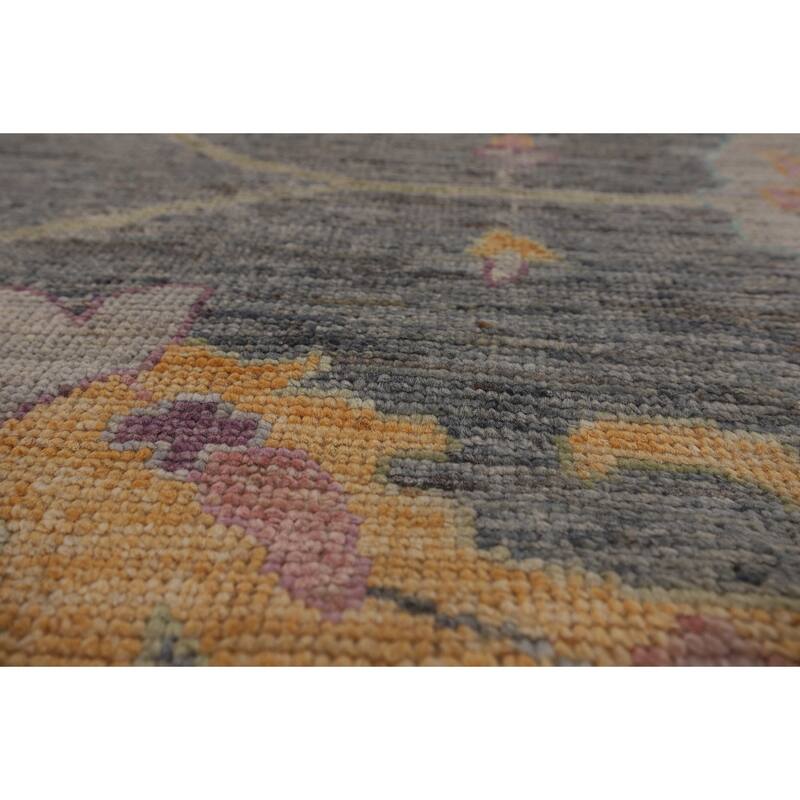 All-Over Gray Oushak Vegetable Dye Large Area Rug Handmade Wool Carpet - 10'1"x 13'8"