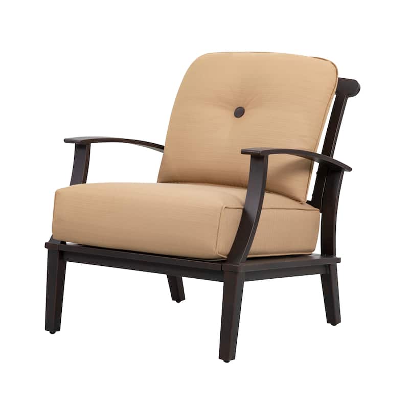 4-Piece Patio Conversation Set with Cushions, Aluminum Frame, Beige