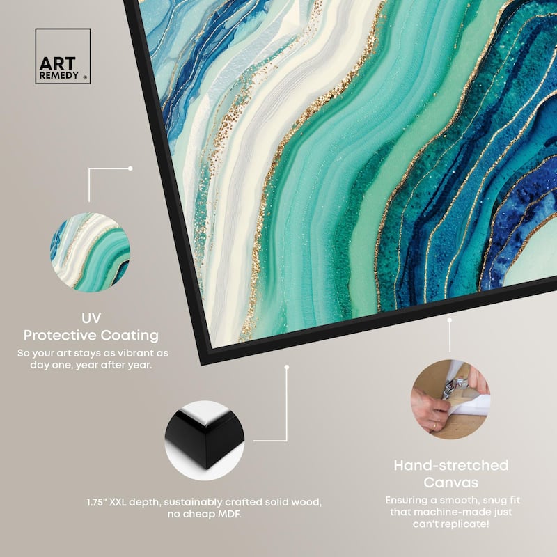 Blue Green Abstract Agate I Canvas by Art Remedy