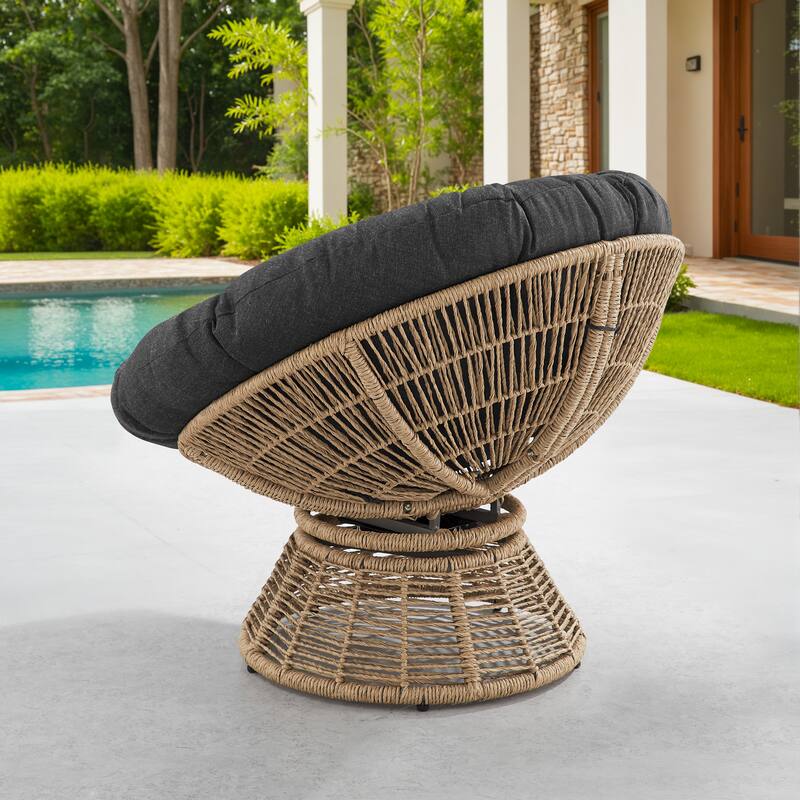 Corvus Holbaek Swivel Papasan Wicker Chair with Cushion