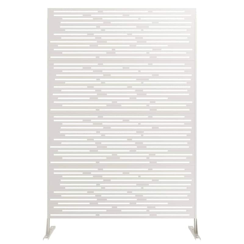 72 in Freestanding Decorative Metal Garden Fence, Privacy Screen Panel for Divider Deck Porch Garden, 1 PC - White