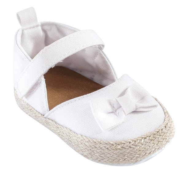 slide 1 of 1, Luvable Friends Baby Girl Crib Shoes, White Espadrilles 0-6 Months - White Espadrilles