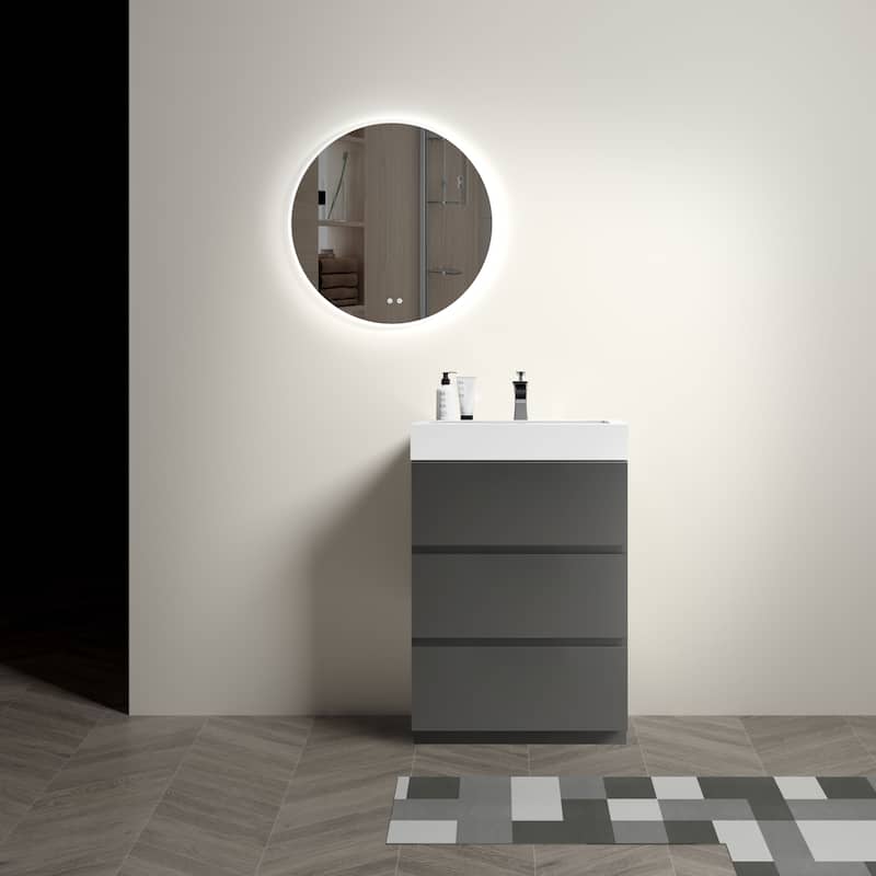 Modern Freestanding Bathroom Vanity with Sink Basin without Drain and Faucet