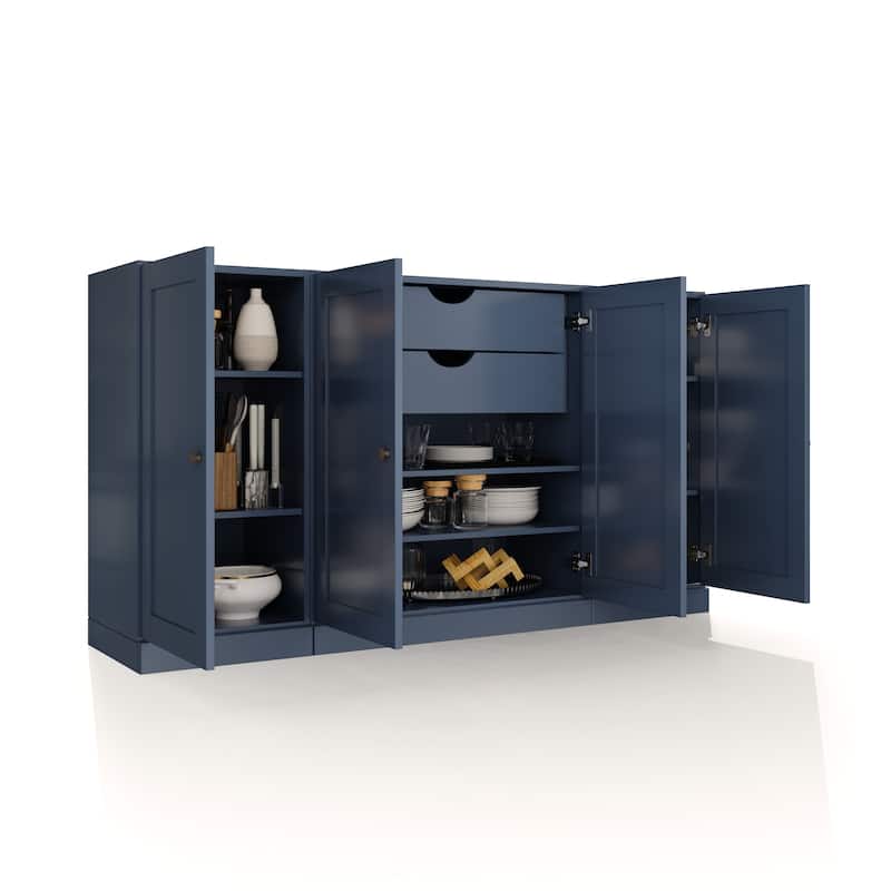 Palace Imports 100% Solid Wood 65" Sideboard with Shaker Doors, 2-Drawers & Adjustable Shelves