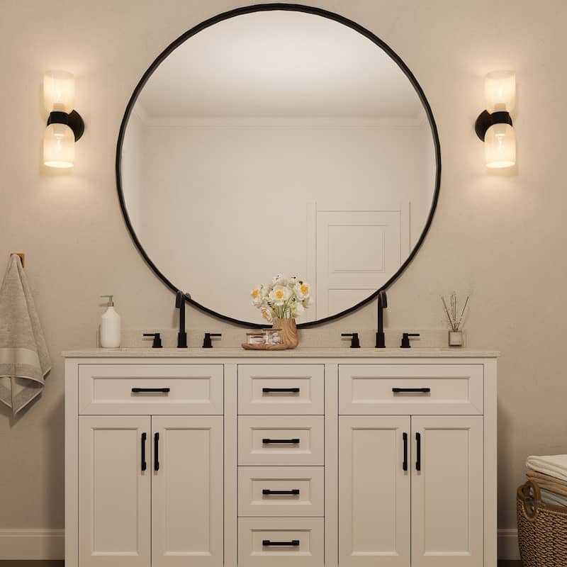Shuman 2-light Mid-century Modern White Gold Wall Sconce with UL