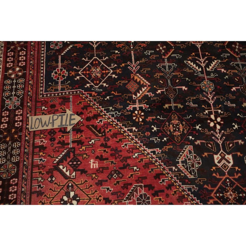 Hand Knotted Oriental 100% Wool Carpet Traditional Medallion Greys & Charcoal Shiraz Area Rug - 9' 11'' X 6' 8''
