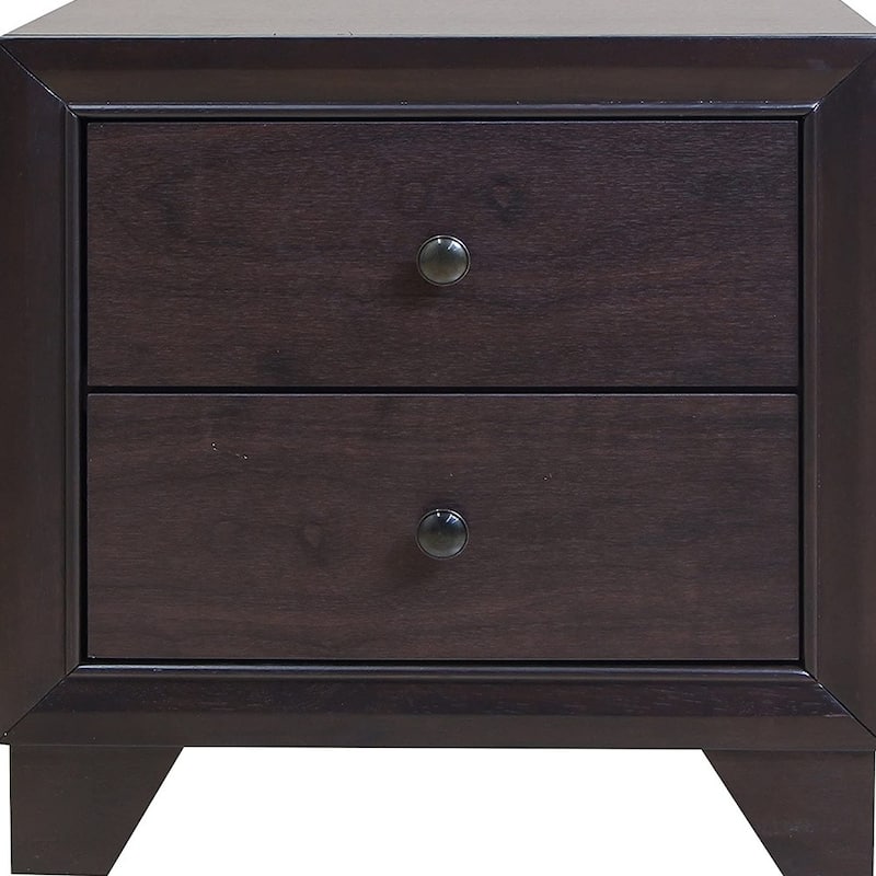22" Espresso Two Drawers Solid Wood Nightstand - Espresso