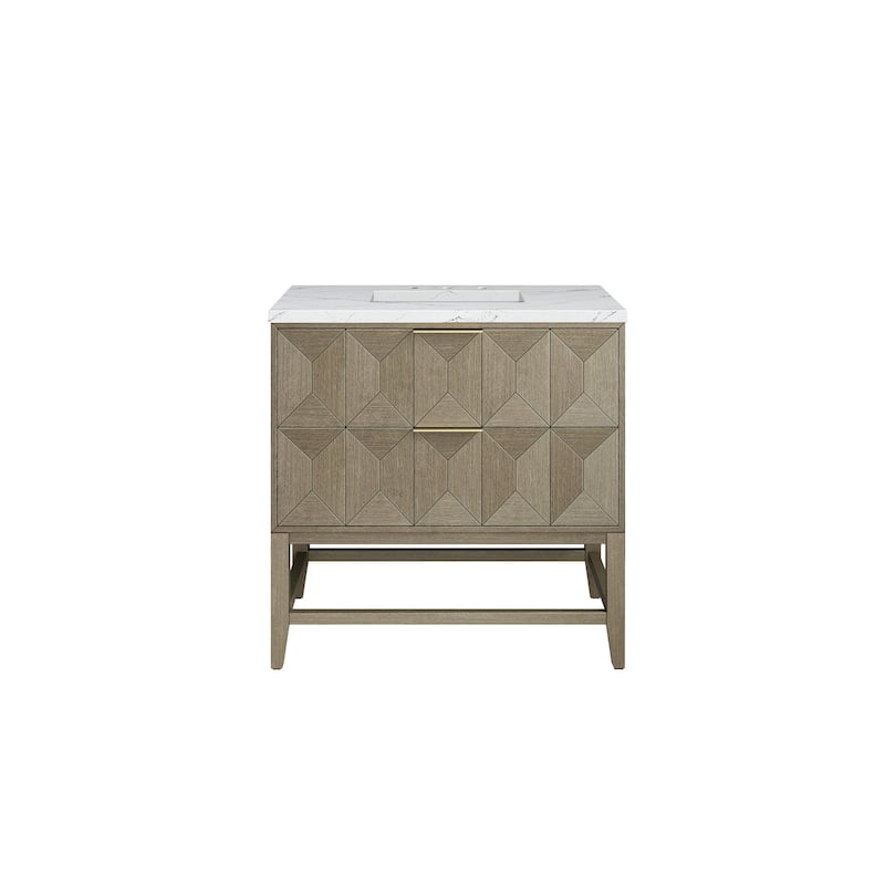 James Martin Vanities D100-V36-3ENC Emmeline 36" Free Standing Single - Pebble Oak / Ethereal Noctis - Oak Finish