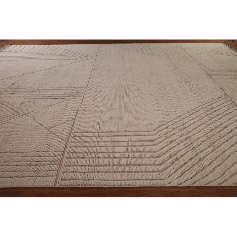 Earth Tone Moroccan Large Modern Area Rug Handmade Wool Carpet - 11'11"x 18'8"
