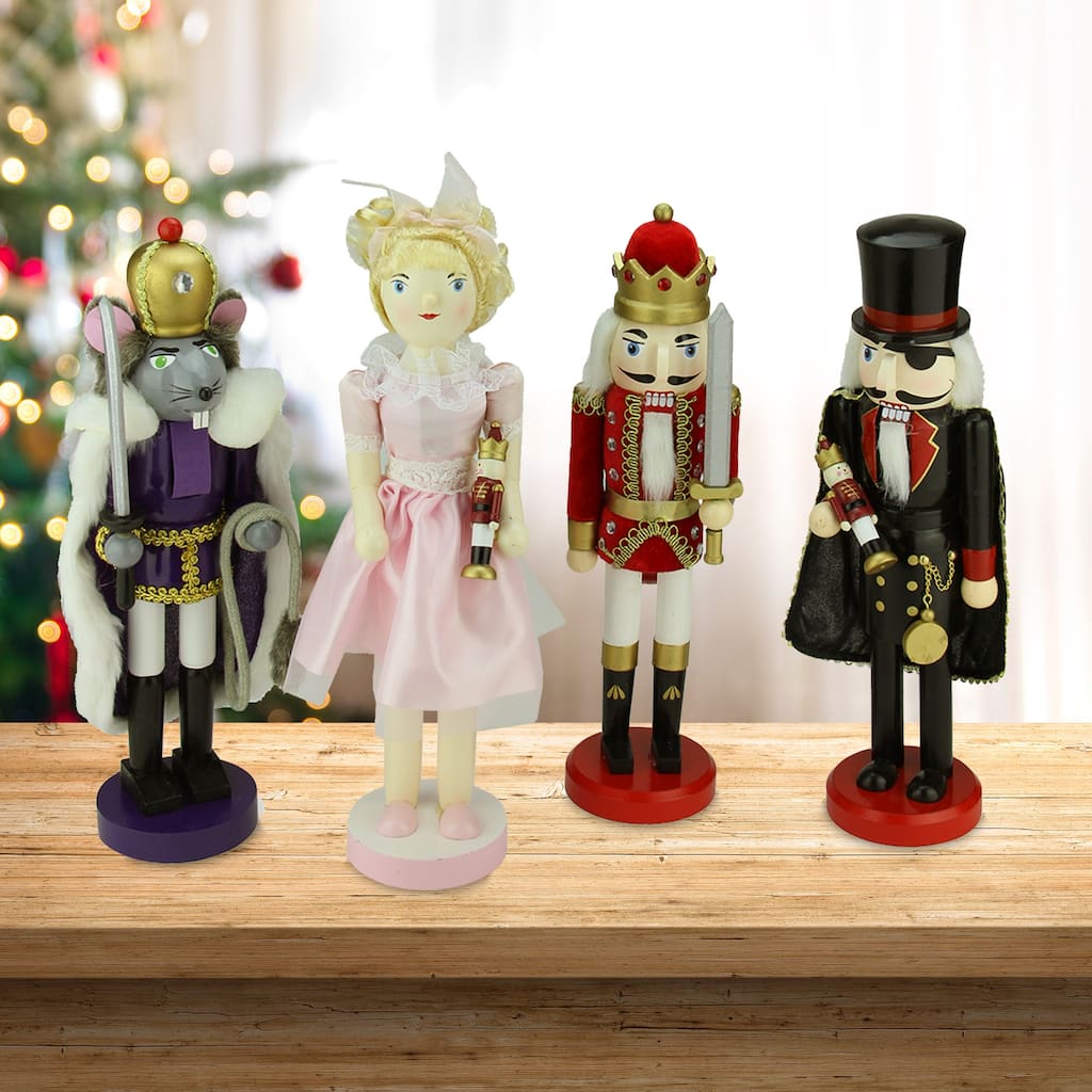 Set of 4 Wooden Nutcracker Suite Ballet Christmas Decorations