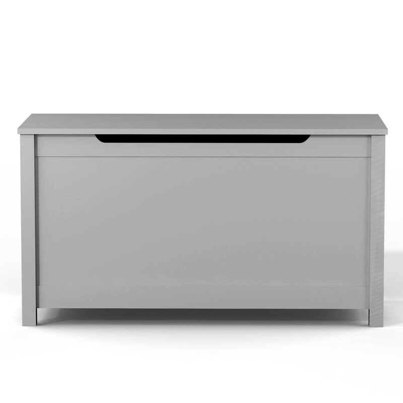 Kids Wooden Toy Box Storage with Safety Hinged Lid for Ages 3+
