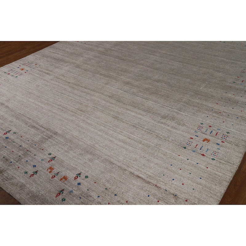 Hand Knotted Oriental 100% Wool Carpet Tribal Tribal Greys & Charcoal Gabbeh Area Rug - 9' 11'' X 8' 0''