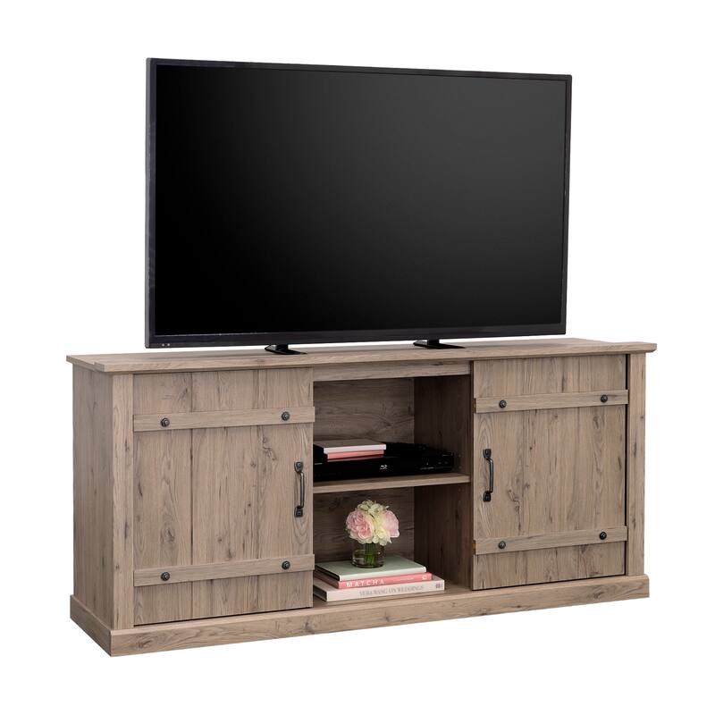 Wood Credenza for TVs up to 70" with Hidden Storage - 62.44" W x 16.77" D x 28.54" H